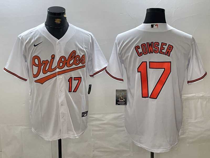 Mens Baltimore Orioles #17 Colton Cowser Number White Cool Base Stitched Jersey->baltimore orioles->MLB Jersey